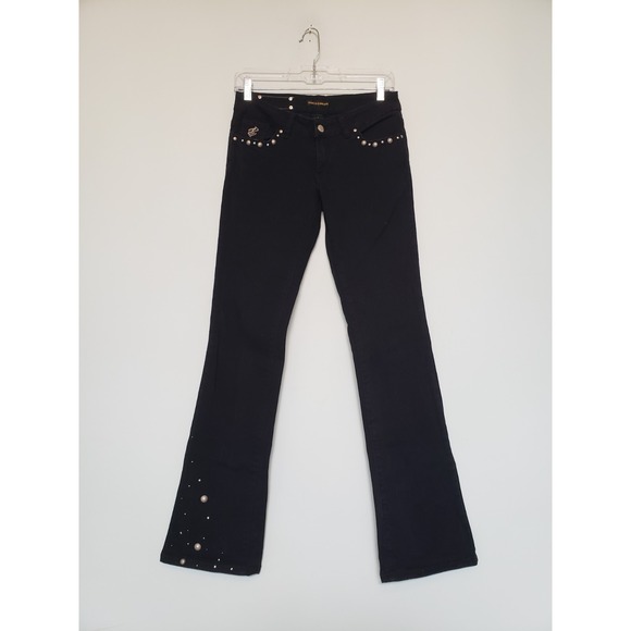 Rocawear Denim - VTG Rocawear Jeans Juniors 3 Blk Pearl Studded Low Rise McBling Y2K Logo Bootcut